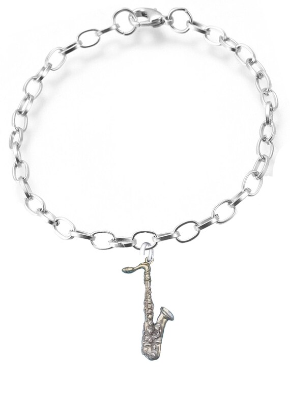 Saxophone Bead Charm For Snake Chain Bracelets - Fits Pandora, Chamilia, And Other Add-A-Bead Bracelets