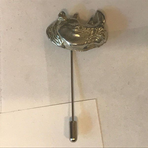 Rhino Head TG30    Fine English Pewter On tie stick pin hat scarf Collar