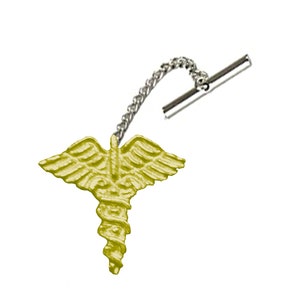 ft418 Alas de enfermería Serpientes Caduceo Gemelos de peltre fino inglés Juegos de pasadores de corbata Alfiler de corbata Kilt Cromo Acabado en cobre o peltre disponible