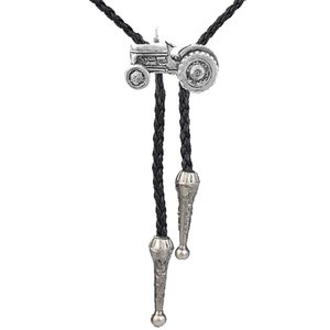 pp-t10 Vintage Tractor 3x1.6cm  Fine English Pewter on Necklace Western Cowboy Necktie Bola Bolo Tie  unisex line dancing cowboy Wild West