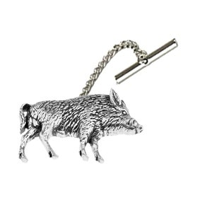 A18 Wild Boar Fine English Pewter cufflinks tie slide sets tie pin  kilt chrome gold or pewter finish available
