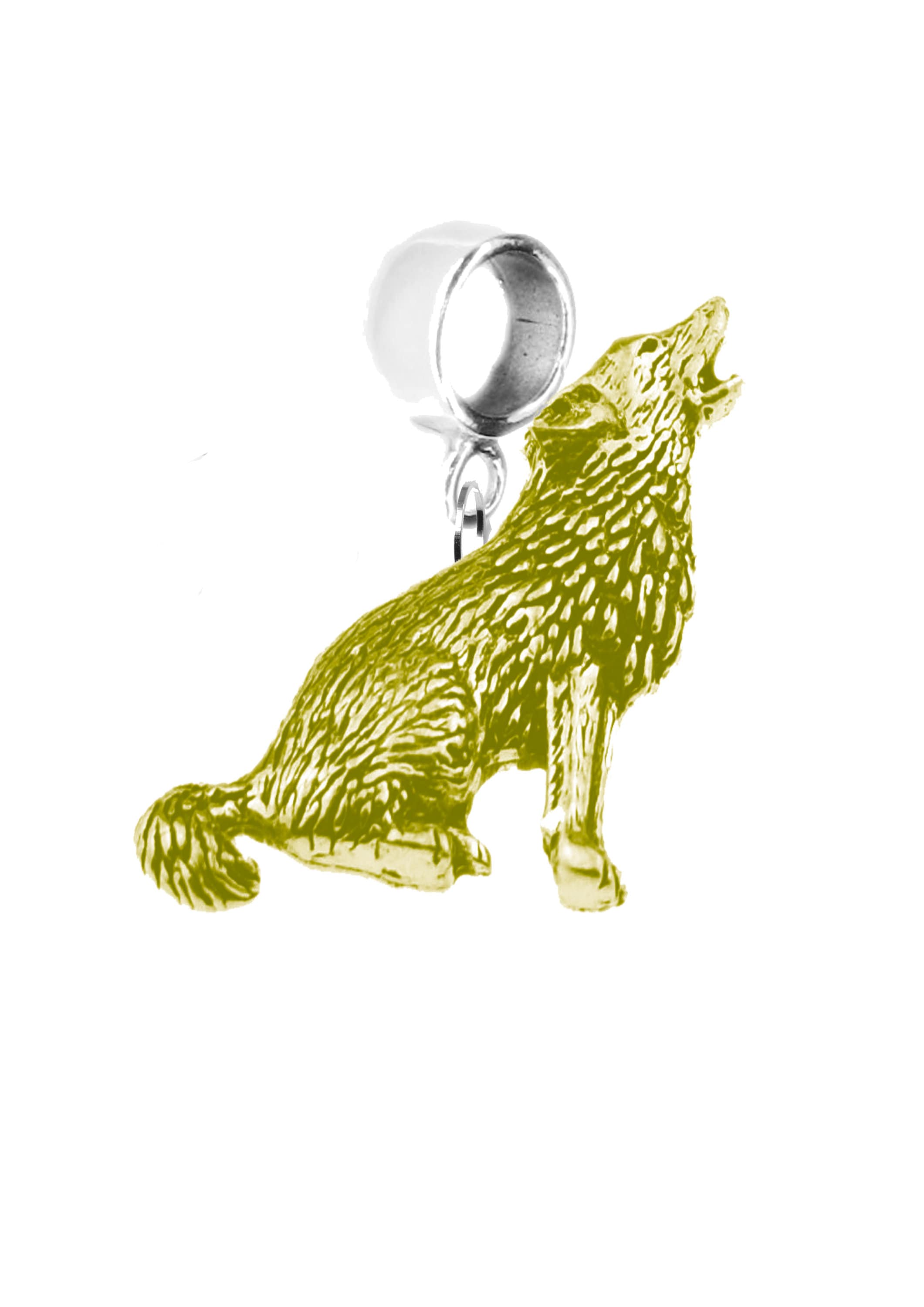 Wolf With 5mm Hole to Fit Pendant Charm Bracelet European