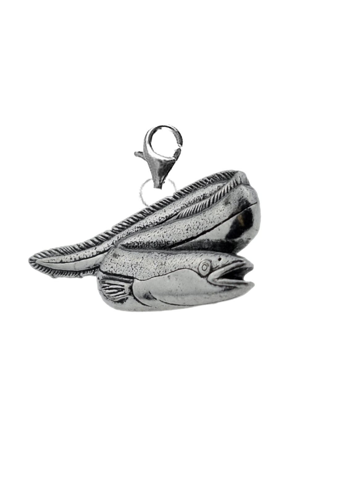 F6 Eel fish Fine English Pewter On a Sterling Silver 925 Trigger Clasp 925 hoop charm chrome COPPER or pewter finish available