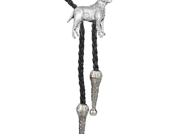 pp-d08 Labrador Dog 3.5x2.3cm  Fine English Pewter on Necklace Western Cowboy Necktie Bola Bolo Tie  unisex line dancing cowboy Wild West