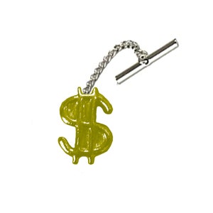 Signo de dólar TG255 Tamaño 1,5 cm X 2 cm Gemelos de peltre inglés fino Juegos de pasadores de corbata Alfiler de corbata Kilt Cromo Acabado en cobre o peltre disponible