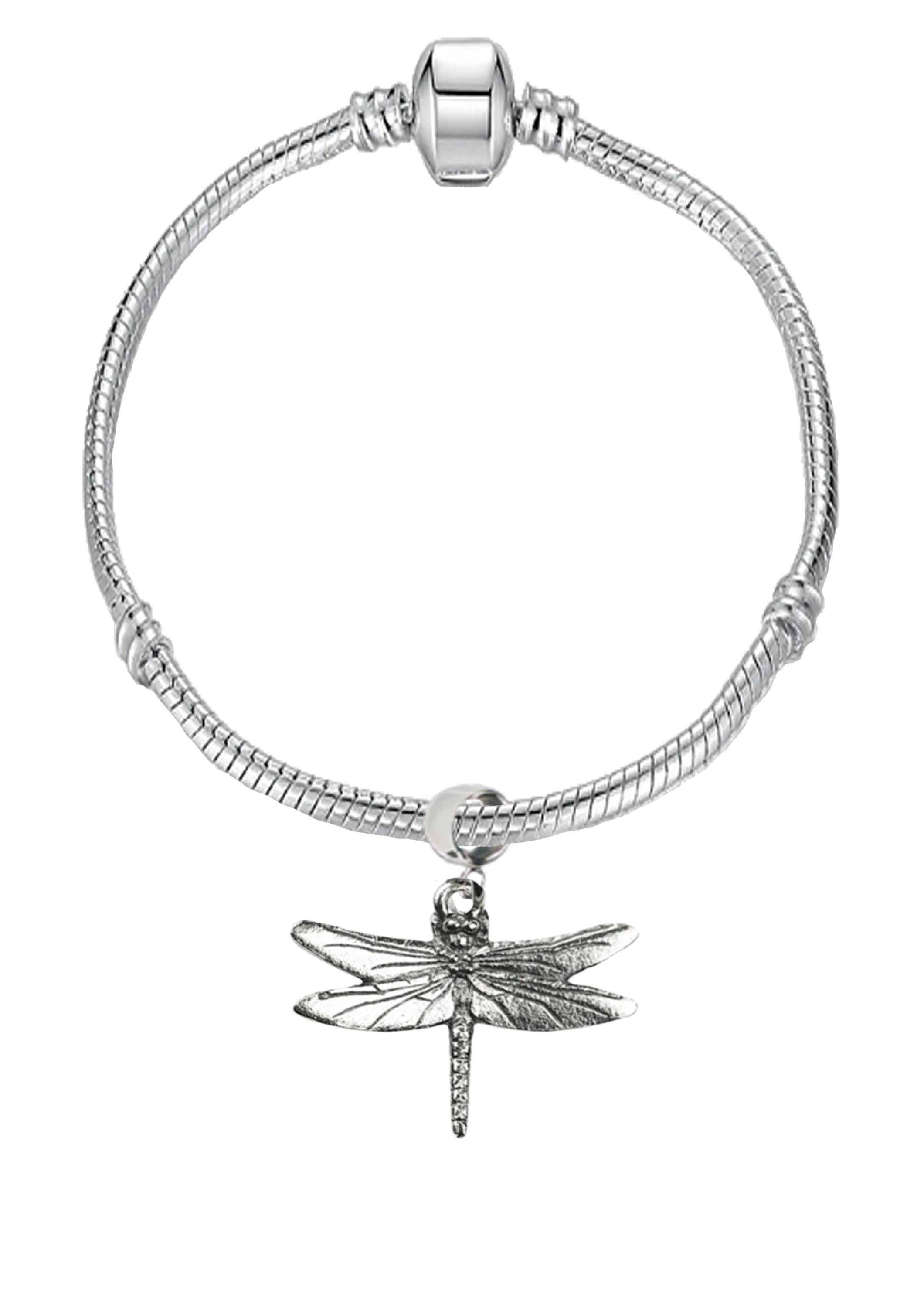 NewL Libellula braccialetto cavigliera in argento Sterling 925 delicato braccialetto perline regolabile libellula gioielli regali di compleanno per le donne libellula, 16.5 cm, Pietra, Zirconia cubica