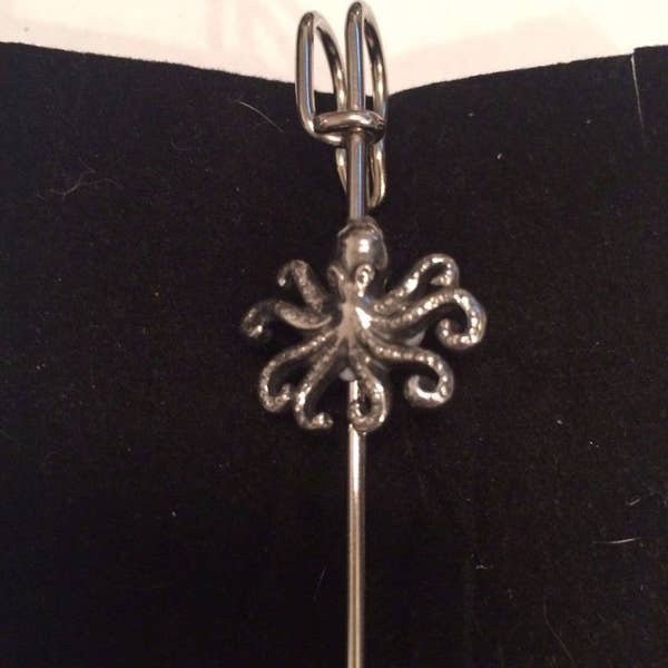 Octopus W13 Scarf , Brooch and Kilt Pin Pewter 3" 7.5 cm Made From English Modern Pewter