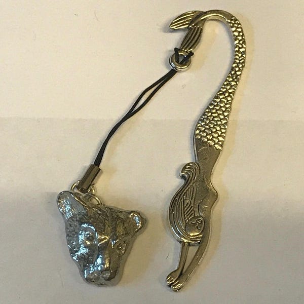 Leopard Head TG43 Pewter Emblem On 5 Different Bookmarks Dolphin,Dragon,Feather,Mermaid,Pattern Bookmarks