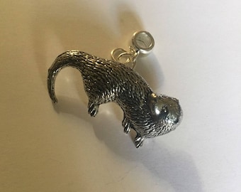Otter Charm with 5mm Hole to fit Pendant Charm Bracelet European also fits Pandora, necklaces refa13 COPPER or pewter finish available
