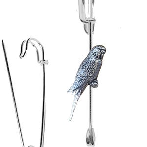 B41 Budgerigar on a 3&quot; 7.5cm Kilt blanket Brooch Pin, would suit Scarf, with English Pewter Emblem