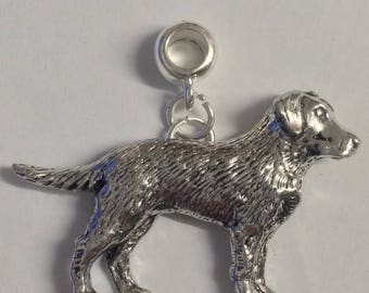 Labrador with 5mm Hole to fit Pendant Charm Bracelet European also fits Pandora , necklaces refD20 chrome COPPER or pewter finish available