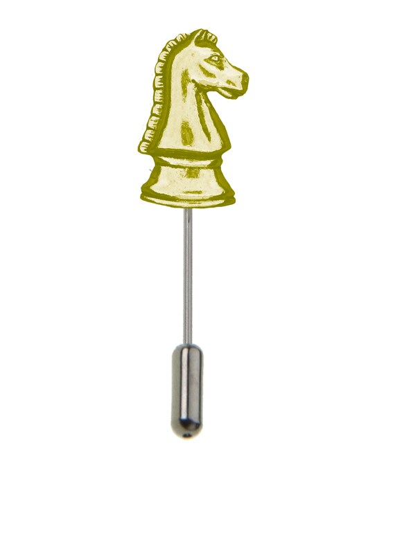 PP Chess Piece Horse Knight 1.4x2.8cm Tie Pin With Chain or Stick