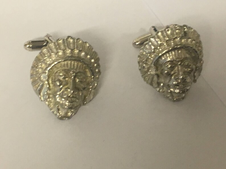 Indian Chief Head GT53 Pair of Cufflinks Made From Fine English Modern Pewter