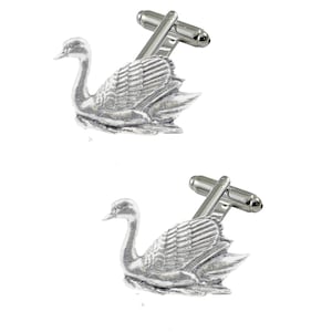 B27 Schwan 33 mm x 20 mm Englisch Zinn Manschettenknöpfe Krawattenschieber-Sets Krawattennadel Bolo-Halskrawatte Kiltdecke Pin Gold- oder Zinn-Finish erhältlich