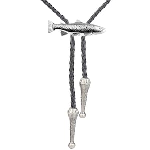 F44 Brown Trout Fine English Pewter su collana Western Cowboy Cravatta Bola Bolo Tie unisex line dancing cowboy Wild West