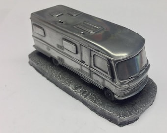Hymer A class motor home ref100 classic car Pewter Effect 1:92 Scale model car Handmade in uk