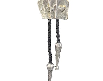 playing cards aces TG353 Necklace Western Cowboy Necktie Bola Bolo Tie line dancing cowboy Wild West black, pewter or copper coloured
