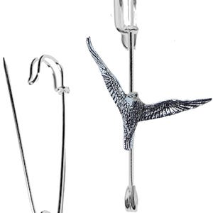 B48 Falcon on a 3&quot; 7.5cm Kilt blanket Brooch Pin, would suit Scarf, with English Pewter Emblem