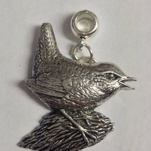 Wren with 5mm Hole to fit Pendant Charm Bracelet European also fits Pandora Bracelet necklace refB6 chrome COPPER or pewter finish available
