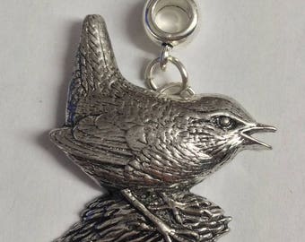 Troglodyte mignon avec trou de 5 mm pour s&#39;adapter à un pendentif à breloques européen, convient également aux colliers Pandora refB6, finition chromée or ou étain disponible