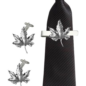 C7 Leaf English Pewter cufflinks tie slide sets tie pin bolo neck tie kilt blanket pin chrome gold or pewter finish available