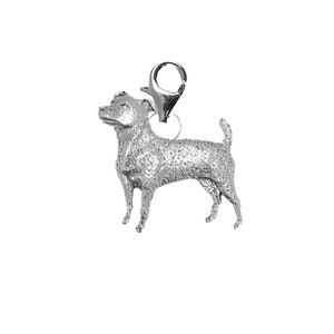 pp-d06 Jack Russell Dog Fine English Pewter On a Sterling Silver 925 Trigger Clasp 925 hoop charm