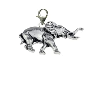 A20 Elephant On a Sterling Silver 925 Trigger Clasp 925 hoop charm