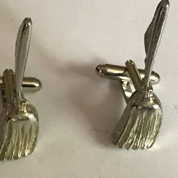 Witch Broom TG15 Pair of Cufflinks Made From Fine English Modern Pewter