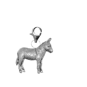 pp-e07 Donkey Fine English Pewter On a Sterling Silver 925 Trigger Clasp 925 hoop charm