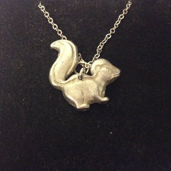 Cute Skunk GT113 Pewter On a 16" 18" 20" 24" inch Silver Plated Curb Chain Necklace