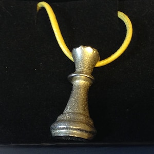 Chess Piece Queen GT24 Made from Pewter On 18&quot; Cord Necklace in 8 colour cords Black pink red green white purple blue yellow red