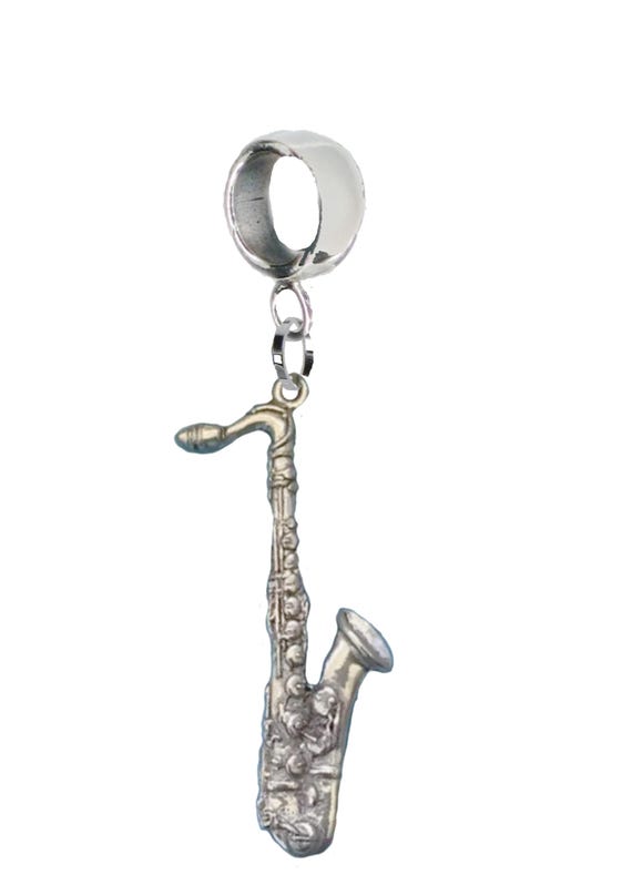 Saxophone Pewter charm bail belcher bracelet coloured cord necklace 925  sterling silver earrings lobster clasp faux snake keyring