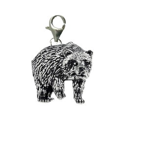 A28 Bear On a Sterling Silver 925 Trigger Clasp 925 hoop charm