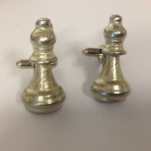 Chess Piece Bishop GT25 Pair of Cufflinks Made From Fine English Modern Pewter