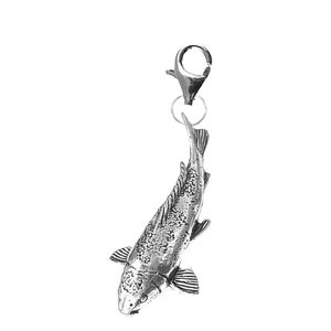 F28 Koi Carp fishing Fish Fine English Pewter On a Sterling Silver 925 Trigger Clasp 925 hoop charm