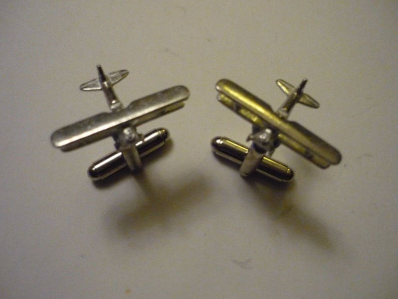 Boeing-Stearman Model 75 c126 Pair Of Cufflinks Made From Fine English Modern Pewter