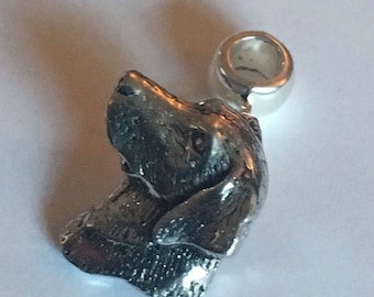 Labrador Head Charm with 5mm Hole to fit Pendant Charm Bracelet European also fits Pandora Bracelets , necklaces refa23