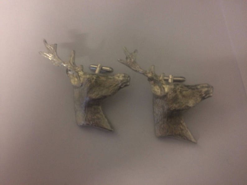 Reindeer Head TG440 Pair of Cufflinks Made From Fine English Modern Pewter
