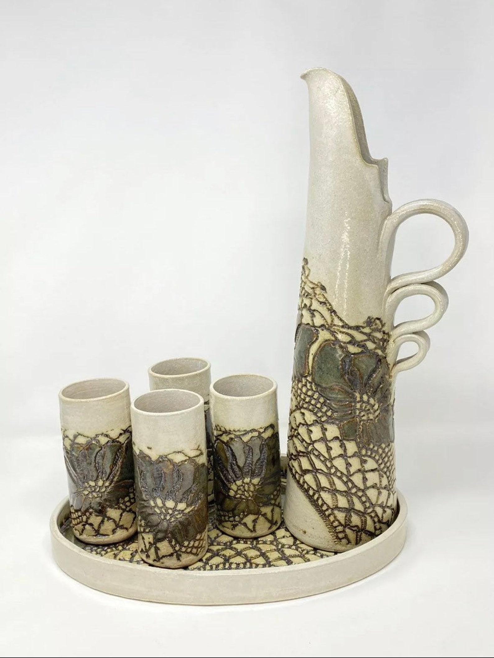 Vintage Jana Kozon Kausalik 1980s Art Pottery Lotus Serving Etsy