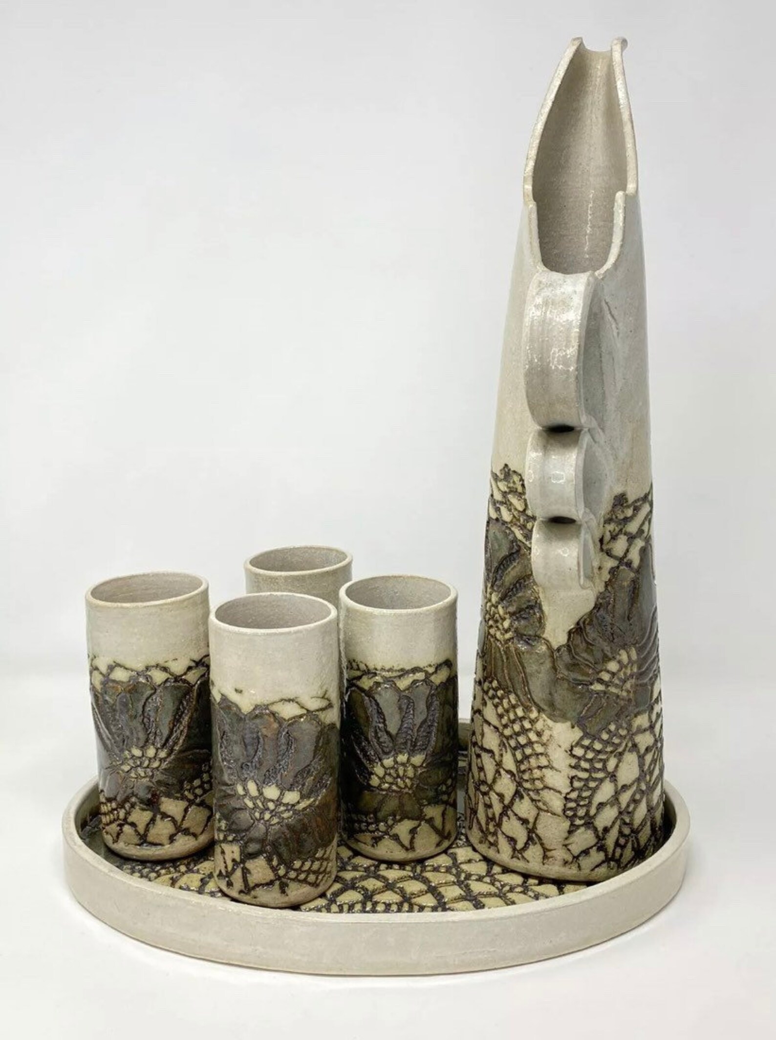 Vintage Jana Kozon Kausalik 1980s Art Pottery Lotus Serving Etsy