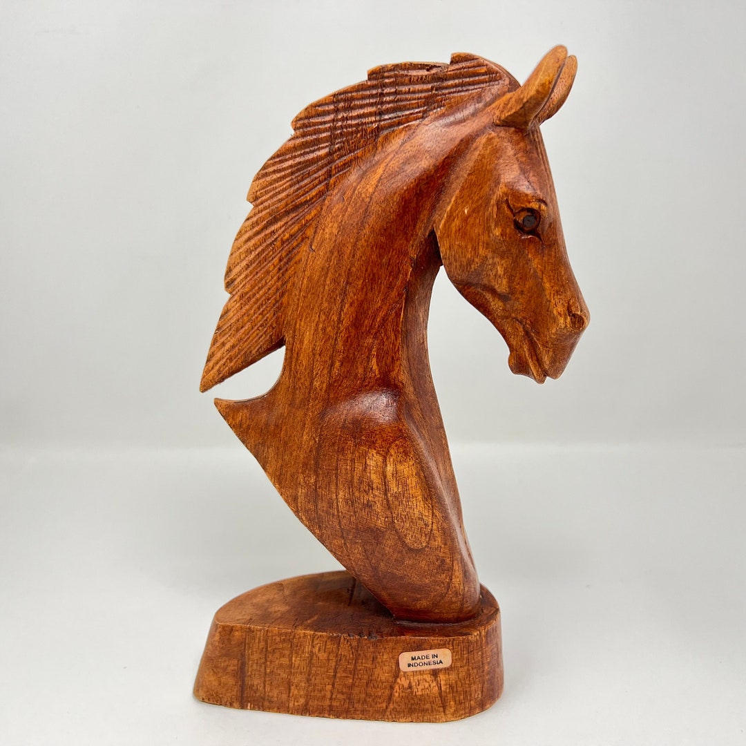 Beautiful Horse Head Wooden Horse Sculpture Horse Statue Etsy