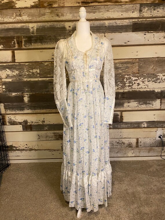 Vintage 70’s Gunne Sax Hippie Boho Prairie Dress F