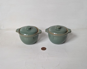 Denby, Manor Green Stoneware Individual Pot, Vintage, Pair. Small.