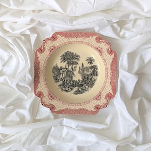 Adams Pottery, Landscape Cake Bowl, Vintage