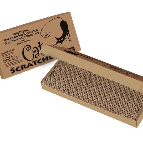 Nifty Feline Scratcher: Biodegradable Recycled Double-Wide Cardboard Cat Scratchers (Made in America)