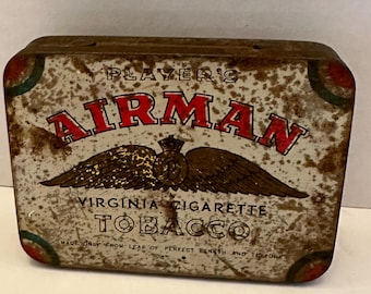 Rare Vintage 1930’s Players Airman Cigarette Tobacco Tin, WWII, Imperial Tobacco Company of New Zealand,