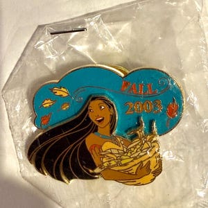 Membro do elenco da Disney vintage de 2003, broche da Pocahontas, edição limitada da Disneylândia de 2000, lançamento de outono, difícil de encontrar