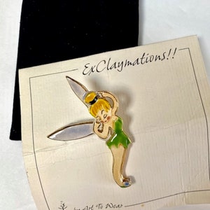Rare Vintage Disney, Tinkerbell Pin, Porcelain, Handmade, Hand-painted, &quot;ExClaymations&quot; by Art to Wear, Modesto, CA, Mint on Card,
