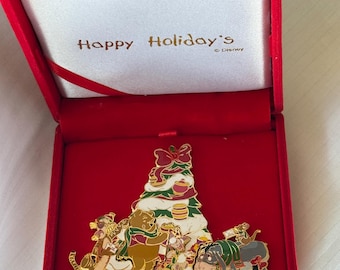 Juego de 5 pines vintage Disney LE Winnie The Pooh y su pandilla, 2001, rompecabezas navideño, con caja de presentación