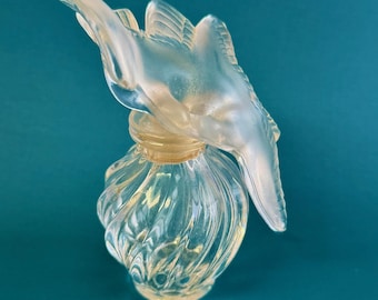 Vintage Hand Signed, Lalique Crystal Double Dove Perfume Bottle, Nina Ricci L'Air Du Temps,  4”+ Iconic Collector Bottle, Empty